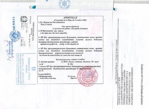 Образец оформления справки об отсутствии судимости в Казахстане для Италии