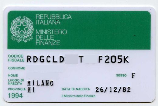 Número de identificación fiscal expedido en Italia